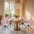 thumbnail image 4 of Xoenoiee Butterfly Cherry Blossom Print Curved Back Dining Chair Covers with Arms Bar Stool Covers with Armrest Reusable Modern Accent Vanity Chair Slipcover with Elastic Bottom, Easy to Install, 4 of 7