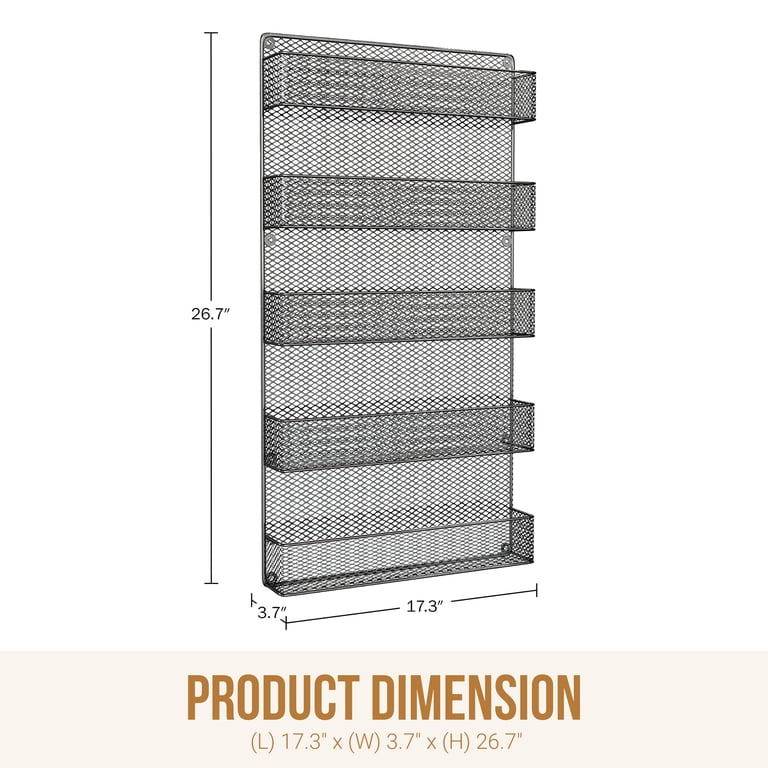 5-Tier Wall-Mount Spice Rack, Black Metal photo 7