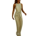 thumbnail image 2 of Women's Solid Color Round Neck Sleeveless Slim Fit Sequin Silver Point Jumpsuit Wide Leg Pants Jean Suits Fabric Overalls Pantsuit Elegant for Women Jumpsuits Clueless Jumpsuit Jugging Suits Women, 2 of 4