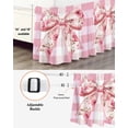 thumbnail image 3 of Pink Floral Print Wrap Around Bed Skirts for Queen Bed 18" Drop,Bed Skirt with Adjustable Elastic Belt Dust Ruffle Bed Valance for Bedroom Hotel Checkered Bow Rose Flower Gingham Bed Frame Cover, 3 of 7