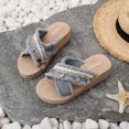 thumbnail image 6 of Samdudou Womens Summer Shoes Frayed Edge Criss Cross Strap Slide Platforms Shell Beaded Embellished Thick Sole Casual Open Toe Boho Footwear for Walking, 6 of 6