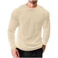 thumbnail image 5 of USNSM Men's Big and Tall Long Sleeve Shirts, Waffle Crew Neck Loose Casual Solid Color T-shirt Sports Top Lightweight Slim Fit Undershirts Yellow S, 5 of 5