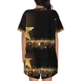 thumbnail image 6 of Rateoe Gold Glittering Stars Pattern Women's Short-Sleeved Pajama Set - 2 Piece Soft and Lightweight Sleepwear Set-Small, 6 of 7
