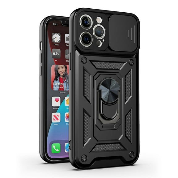 For Apple iPhone 11 Pro Camera Slide Lens Protect Magnetic Hybrid Ring Holder Stand Case Cover