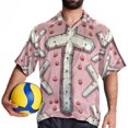 thumbnail image 4 of Easter Cross Men's Short Sleeve Beach Shirts Poplin Spread Collar Tops Casual Printed Button Down Summer Unisex, 4 of 6