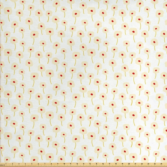 Flower Fabric by the Yard Upholstery, Abstract Tender Peach Flowers Flourishing in Exuberant Spring Gentle Spring Theme, Decorative Fabric for DIY and Home Accents, Multicolor by Ambesonne