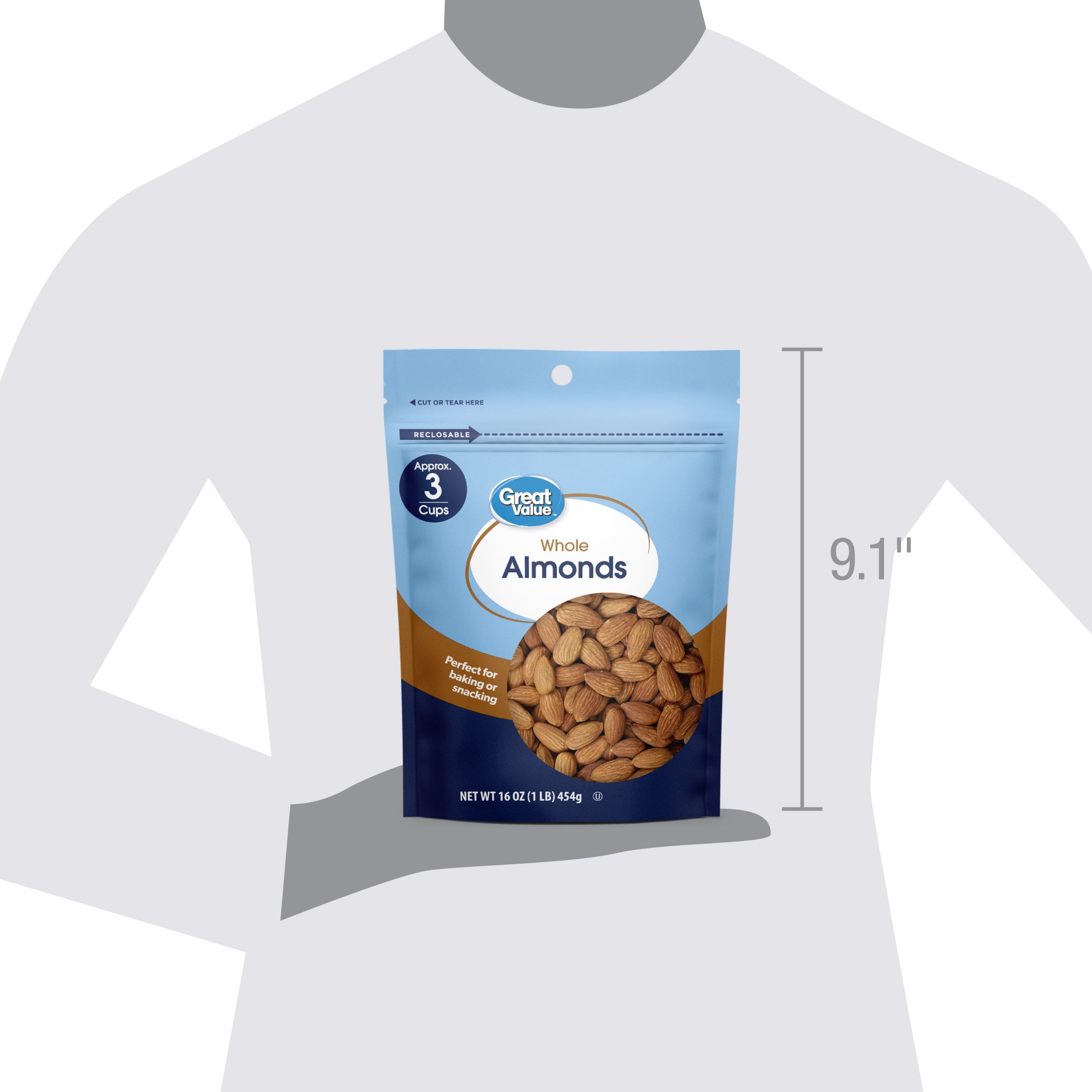 Great Value Whole Almonds, 16 oz