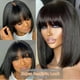 thumbnail image 3 of Brazilian Straight Bob Lace Wigs Glueless Straight Human Hair Wigs With Bangs Fringe Middle Part Bob Lace Wigs Realistic Scalp, 3 of 7