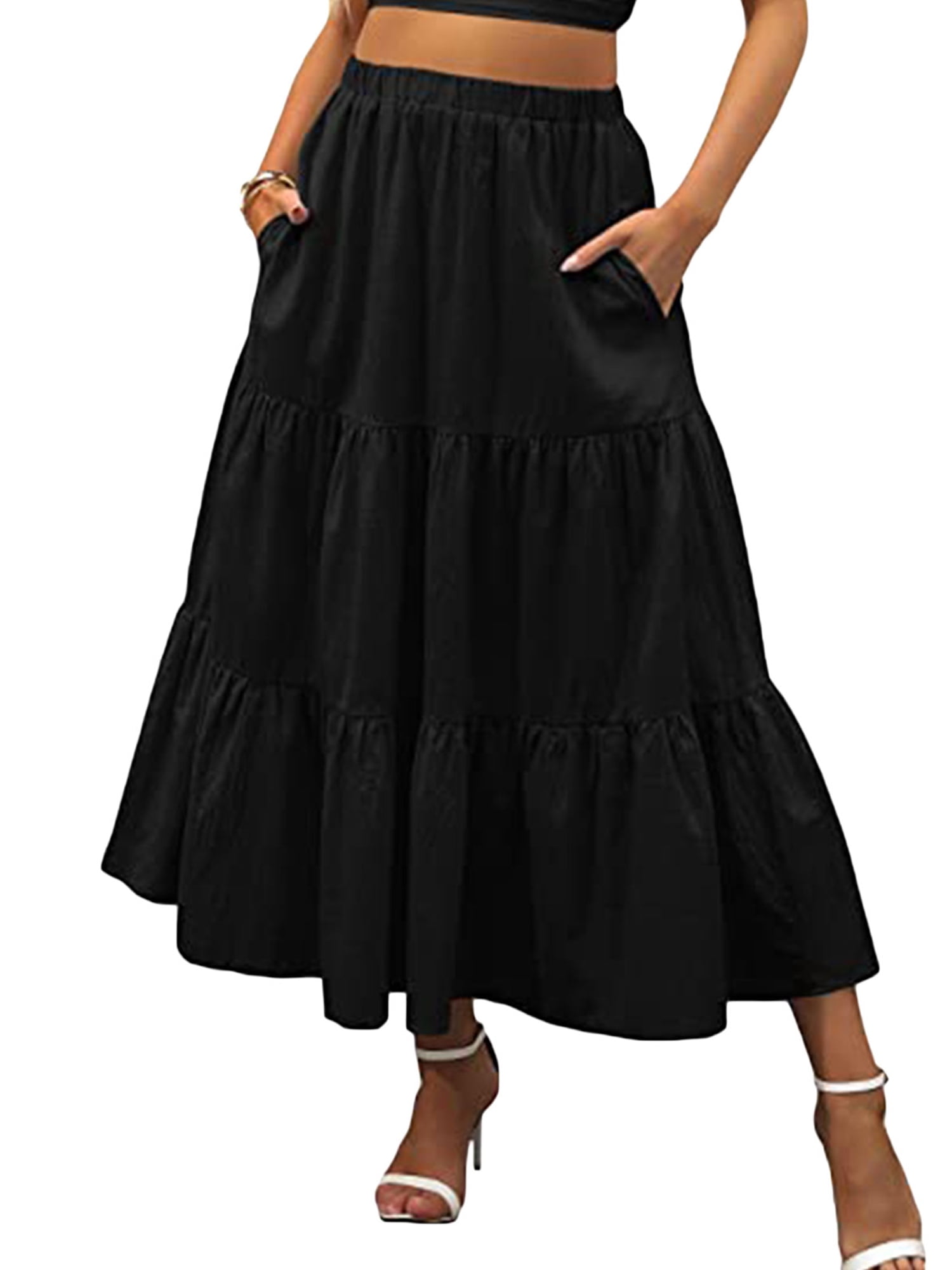 remeo suit Baby Girl A-Line Maxi Skirt Chiffon Elastic High Waisted Pleated Skirt Long Beach Skirt 1-5 Years 