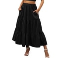thumbnail image 1 of Lucakuins Falda de verano para mujer Boho Cintura elástica Plisada A-Line Flowy Layered Long Beach Falda con bolsillos Lucakuins  moda, 1 of 7