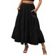 thumbnail image 1 of Txlixc Falda de verano para mujer Boho cintura elástica plisada línea A fluida falda larga de playa con bolsillos Txlixc  Moda, 1 of 7