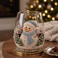 thumbnail image 4 of Christmas Stemless Wine Glasses Rhinestone Beaded Holiday Tumbler Cups Set of 6 Santa Snowman Reindeer Xmas Decor Glassware Gift, 4 of 6