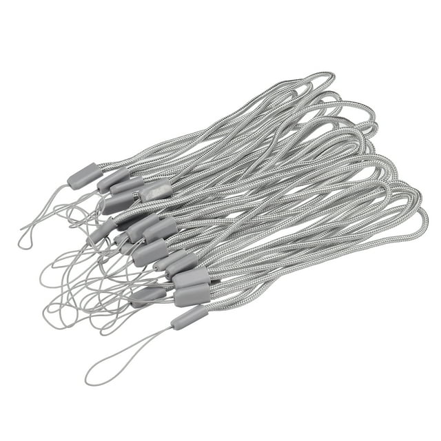 Unique Bargains 18cm Portable Item Nylon Cord Lanyards Hand Wrist Strap String Gray 20 Pack