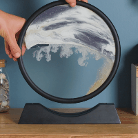 3D Moving Sand Art Picture Round Glass Relaxing Desktop Home Office Work Decor 