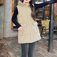 thumbnail image 6 of Wancir Women Long Vest Solid Color Sleeveless Hood Winter Puffer Vest Outwear, 6 of 8