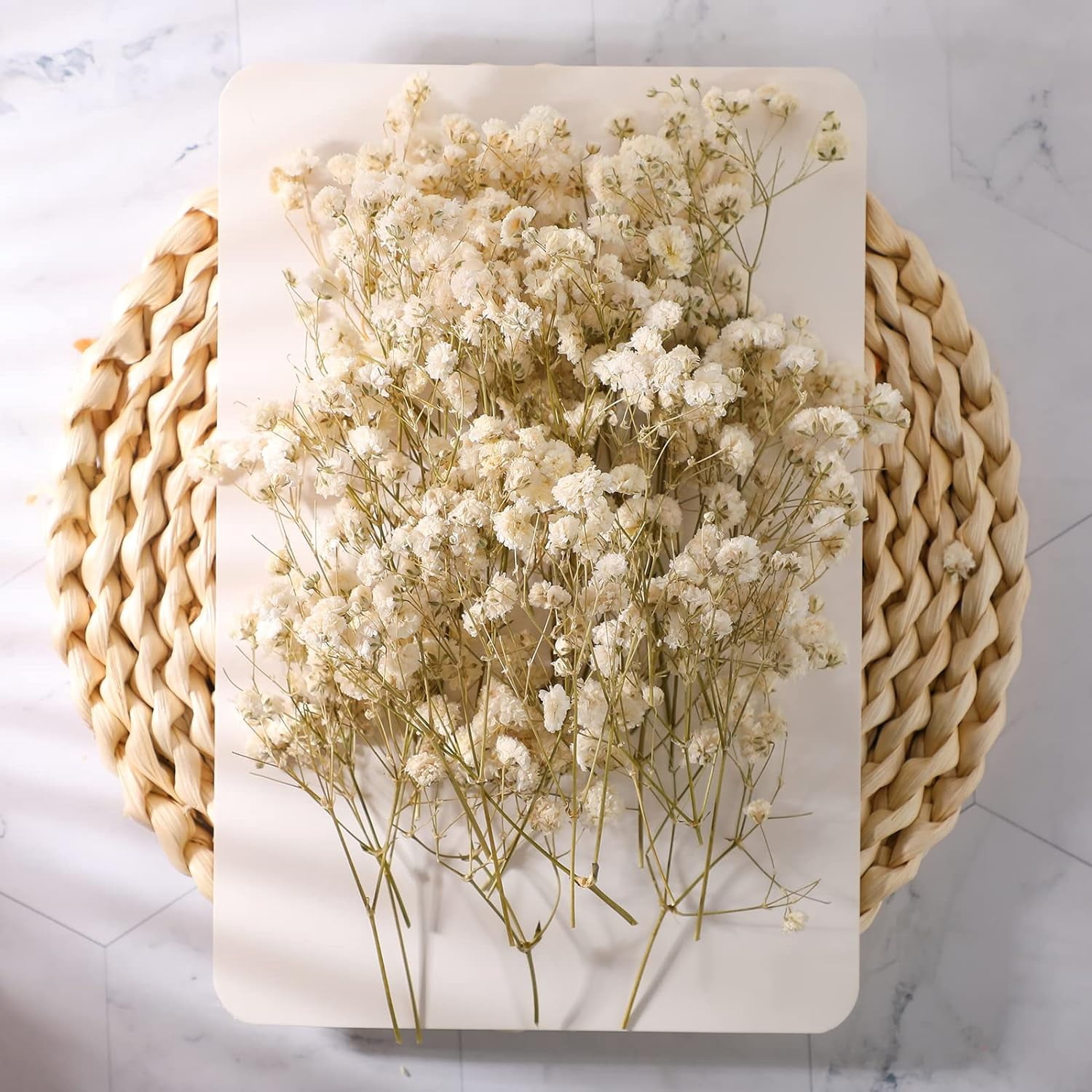 50 Pcs Mini Dried Baby Breath Flowers 3000+ Wedding Ivory White Flowers Bulk 2-4 in Dried Artificial Gypsophila for Wedding Decor Boho Invitation Resin Candle DIY Art Crafts Making Bouquet