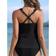 thumbnail image 7 of Asoul Womens Ribbed Tankini Tops Only Ruched Tummy Control Swimsuit Tops Scallop Trim Bathing Suit Top( No Bottoms), 7 of 7
