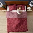 thumbnail image 3 of Virtu Comforter Sets, All Season Lightweight Botanical Full Size Comforter Sets, 3-Pc Bedding Sets, Mulberry/Smokey Lavender, 3 of 8