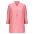 thumbnail image 4 of ZyeKqe Cotton Linen Shirts for Women 3/4 Length Sleeve Top Button up V Neck Casual Business Top, 4 of 5