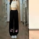 thumbnail image 4 of Sanrio-pantalones de Hello Kitty con dibujos animados de Anime Y2K, pantalones de pierna ancha de felpa, estampado de moda, mallas holgadas de pierna recta para invierno, 4 of 4