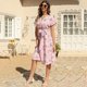 thumbnail image 5 of Gibobby Vestido de gasa de verano para mujer Mujeres Casual Fashion vestido Floral imprimió Bohemia V cuello elegante Sexy vestido A Line manga corta Casual Mid(Rosa,XL), 5 of 5