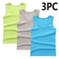 thumbnail image 2 of ZACPNCV 3PC Girls Tank Tops Cotton Sleeveless Undershirt Tank Tops Basic Shirts for Girls Kids Dancewear Dark Blue 4-5 Years, 2 of 4