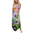 thumbnail image 1 of SMihono Robe Maxi Bohème d'Été pour Femmes Grande Taille Robe d'Été pour Femmes Design Décontracté Robe Dégradée Sans Manches Col Suspendu Col en V Longue Robe Robe de Plage Évasée, 1 of 5