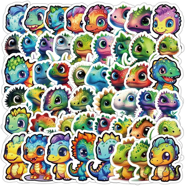 Pegatinas Kawaii Little Dinosaur de vinilo impermeables, 50 unidades