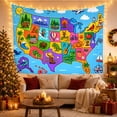 thumbnail image 3 of Illustrated United States Map Tapestry Wall Hanging, 3 of 7