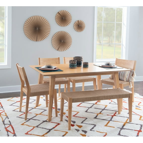 Powell Holden Mid-Century Modern 6-Piece Dining Set, Natural