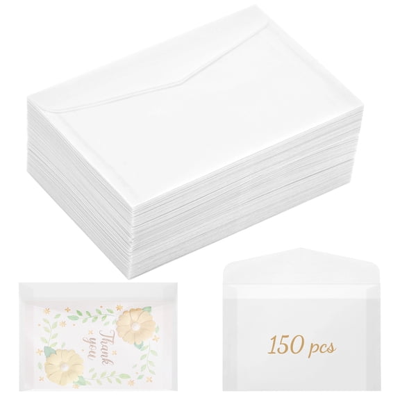 150PCS Sulfuric Acid Paper Envelopes, 4.5" x 6.6" A6 V-Flap Translucent Envelopes for Wedding Invitations, Stamps, Coins, Photos, Greeting Cards and Storage