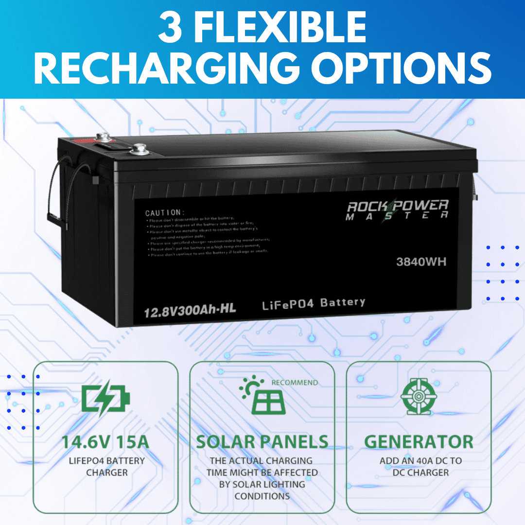12V300Ah / 12V400Ah LiFePO4 Battery with Built-in BMS, Lithium Rechargeable Battery for RV, Solar, Marine, Home Energy, Off-Grid Applications etc.