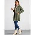 thumbnail image 2 of DARING DIVA Trench Jean Notched Lapel Long Sleeve Denim Jacket S Army Green, 2 of 6