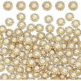 thumbnail image 3 of 200 Pcs Crystal Pearl Buttons Flower Claw Cup Rhinestones Gold Flatback Base Shiny Crystals Antique White Flower Faux Pearl Rhinestone Craft Buttons for Jewelry Sewing Supplies, 3 of 6