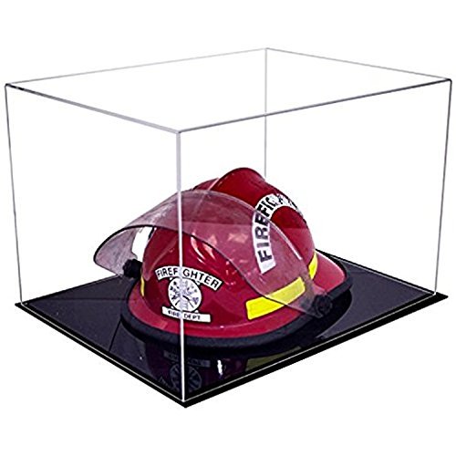 Deluxe Clear Acrylic Fireman's Helmet Display Case with Black Acrylic
