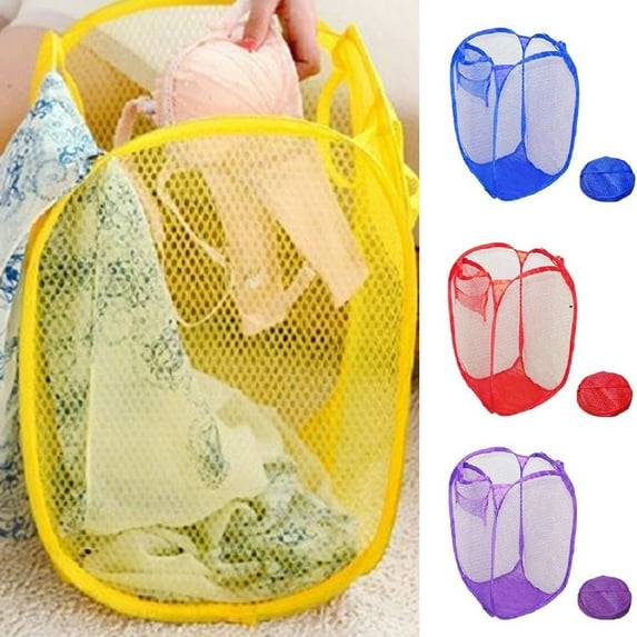 LINASHI Rainbow Love Foldable Pop Up Mesh Washing Laundry Basket Bag Bin Hamper Toy Tidy Storage