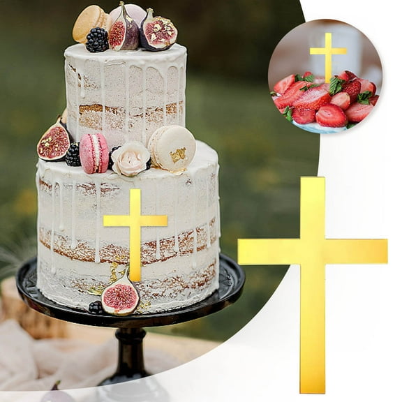 Elegant Baptismal Christening Cake Topper Set Gold Acrylic Pendant Inserts for Wedding Birthday Party Celebration Decorations