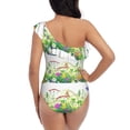 thumbnail image 6 of Yiaed Plants and Insects Print Women One Piece Swimsuits Tummy Control One Shoulder Bathing Suits Pattern Ruffle Swimwear-Medium, 6 of 8