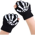thumbnail image 3 of 1 par de guantes de invierno negros sin dedos con diseño de esqueleto, 3 of 4