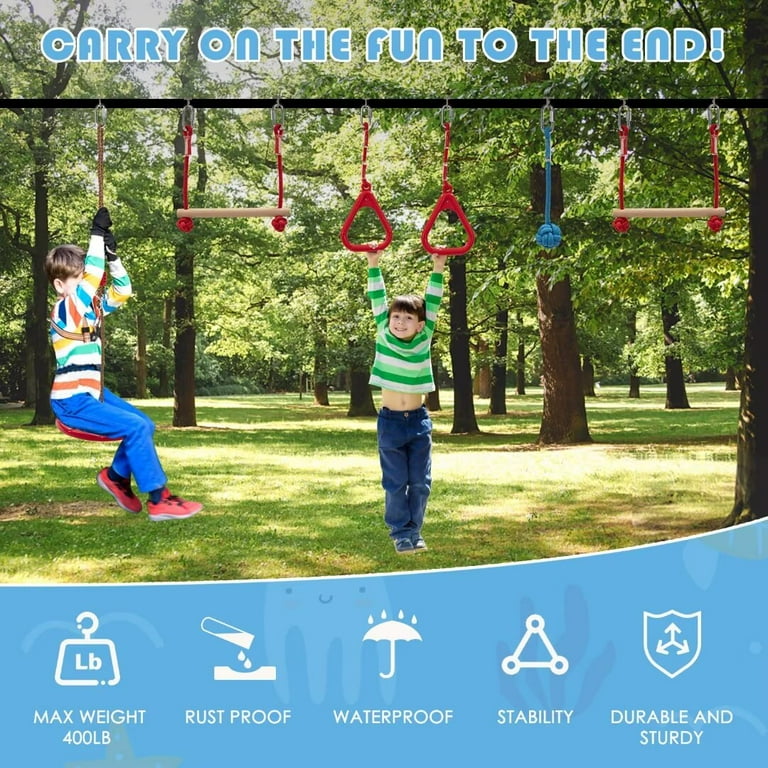 NAIZEA Ninja Warrior Obstacle Course for Kids, 50FT Durable