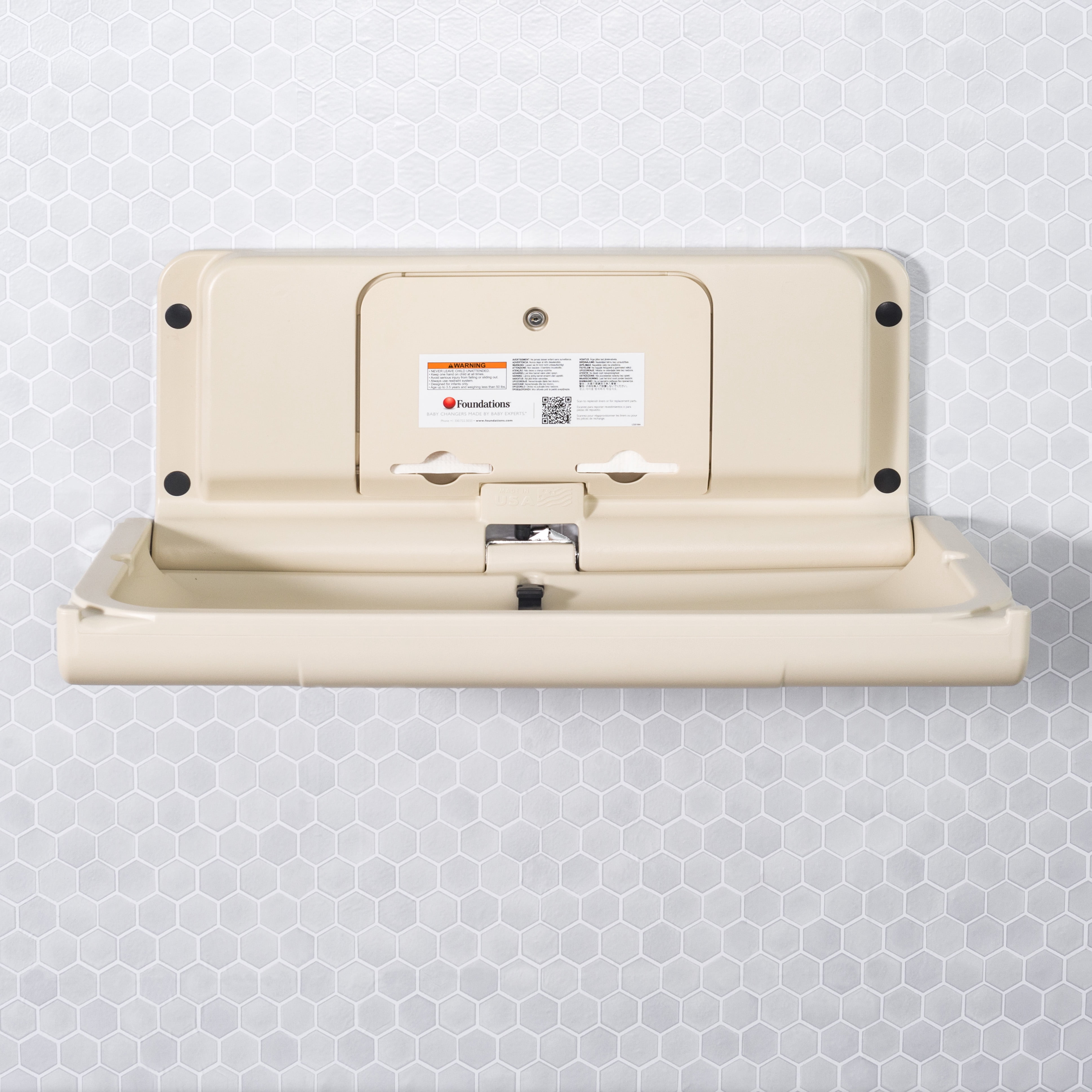 Foundations Ultra Horizontal Baby Changing Station, EZ Mount Backer Plate Included, Off-White (200-EH-08)