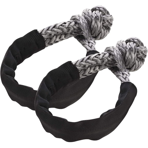 Kame S Home Synthetic Soft Shackle - 7/16 Inch X 22 Inch 38,000lbs Breaking Strength, UHMWPE Rope Shackle with Protective Sleeves for Sailing SUV ATV 4x4 Truck Jeep Recovery Towing, Gray (2-Pack)