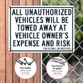 thumbnail image 4 of All Unauthorized Vehicles Will Be Towed Sign, 10x14 Aluminum, 4 of 8