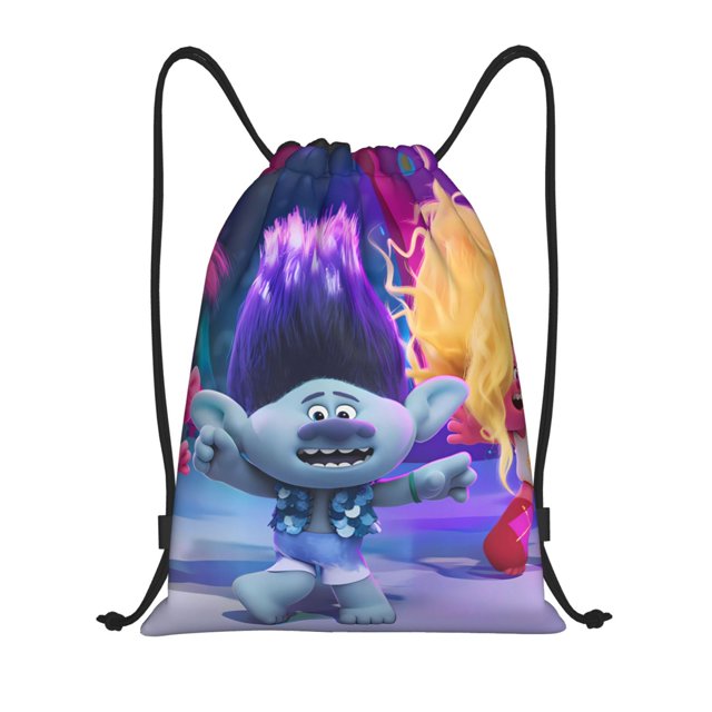 Zufioo Trolls Band Together Print Sports Cinch Sack Gym String Bags Machine Washable Heavy Duty String Backpack for Men Women-Medium