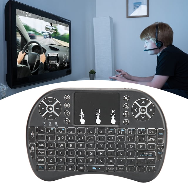 Teclado de teclado inalámbrico de distancia de trabajo de 10 metros, caja de TV de edición multimedia para PC,Mini teclado inalámbrico Mini teclado retroiluminado Mini teclado Touchpad Teclado Teclado Higoodz Accesorios electrónicos