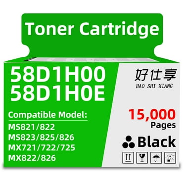 58D1H00 58D1H0E Black High Yield Toner Cartridge Compatible for Lexmark MS725 MS821 MS822 MS823 MS825 MS826 MX721 MX722 MX725 MX822 MX826 Printer [15000 Pages 1 Pack]
