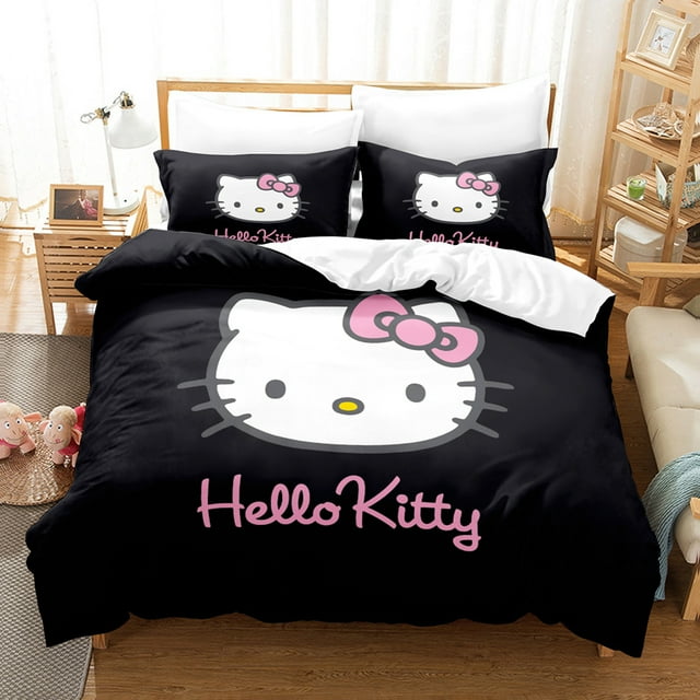 Sanrio Duvet Cover Set Hello Kitty Bedding Set Cartoon Anime Hello Kitty Quilt Cover Pillowcase Bed Set Twin Full Queen