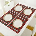 thumbnail image 4 of Christmas Placemats Set of 4,Modern Red Green Vintage Stripe Christmas Theme Holiday Decor Prints Table Mats for Home Dining Table Kitchen Party Decor 4PCS, 4 of 6