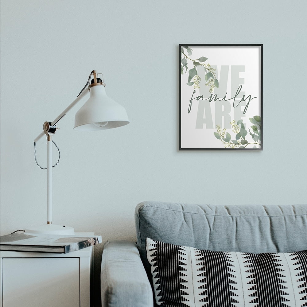 Stupell Industries We Are Family Phrase Peaceful Green Florals Black Framed by Kim Allen