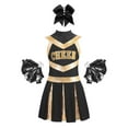 thumbnail image 2 of iixpin Cheer Leader Costume for Girls Sports Dress Outfit 6-16 Years Cheerleading Uniform Performance Dancewear A Black 12, 2 of 6